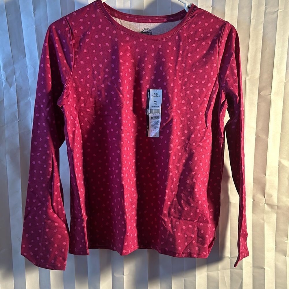 Wonder Nation Girls Long Sleeve T-Shirt Magenta Size XXL (18-20) Cotton Tee